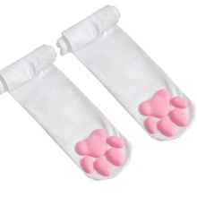 Esportes ao ar livre bonito meias femininas coxa alta, meias de almofada de pata de gato para mulheres 3d gatinho garra meias para gato cosplay