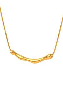 VceTd 1條簡約、中性的鋼材竹簍設計吊墜項鍊,適合女性日常佩戴或作為派對禮物 - style1-LW003 - 查看 8