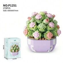 Cute Style Assembly Building Blocks Bouquet Of Orchids, Tulips, Roses Handmade Artificial Potted Succulent Plants Puzzle Toy For Women, Festival, Creative Desktop Decoration Gift Room Decoration - Building Block Succulent Potted Plants - View 12