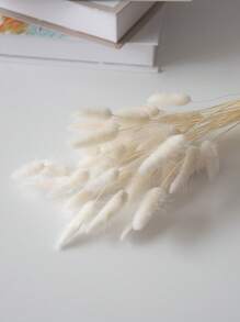 90/150pcs Bunny Tail Dried Pampas Grass Floral Bouquet, Blue & White, Boho Dining Table Decor, White Bunny Tail Pampas Grass For Wedding, Home, Country Party, Baby Shower Decoration, Valentine's Day, Gifts Birthday Graduation, Fall Decor, Autumn Home Decor Back To School Room Decor School Supplies