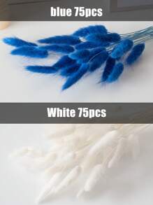 90/150pcs Bunny Tail Dried Pampas Grass Floral Bouquet, Blue & White, Boho Dining Table Decor, White Bunny Tail Pampas Grass For Wedding, Home, Country Party, Baby Shower Decoration, Valentine's Day, Gifts Birthday Graduation, Fall Decor, Autumn Home Decor Back To School Room Decor School Supplies