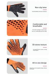 1 Pair Football Goalkeeper Gloves With Finger Protection, Anti-Slip, Breathable, Waterproof And Durable, Perfect For Training And Match Football Gloves