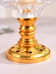 1入組金屬手工水晶玻璃香燭爐,家居裝飾 - 金色 - 查看 4