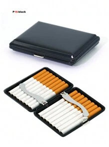 1pc Men's Fashionable Stainless Steel Solid Color Cigarette Case For Daily Use. Suitable For Both Men And Women. - Black - View 11