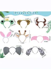 1 PIEZA Diadema de desempeño animal, Tigre Cerdo Gato Pollito Conejo Ratón Oveja Vaca Mono, Accesorio de maquillaje para fiesta, Accesorios fotográficos para Halloween Navidad - Multicolor - Ver 2