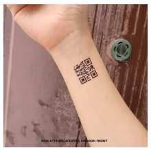 6 Pcs "I Love You" QR Code Tattoo Sticker Waterproof Temporary Tattoo - Black - View 2