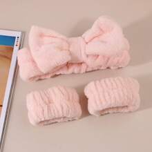 3pcs Coral Fleece Headband Set For Washing Face & Wrist Protection & Tying Hair, Water Absorbent & Sweat Wicking & Waterproof Accessories