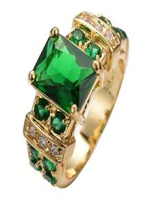 1 Anillo De Boda Unisex Clásico De Estilo Empresarial Con Microincrustaciones De Circonita Cúbica Verde