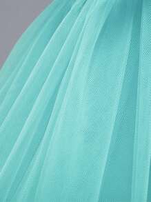 Sleeveless Solid Color Elegant Dress With 3D Flower & Bow Decor, Headband Not Included - 薄荷綠 - 查看 9