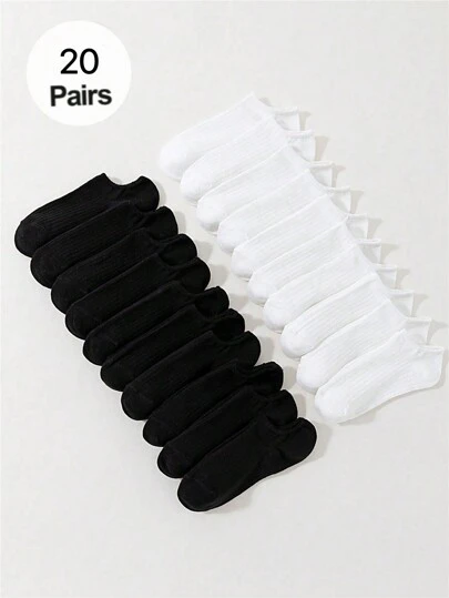 20 Kvinnors Randigt Mönster Lågt skuren Kort Strumpor Med Svettupptagning , Andningsförmåga Och Odör Motstånd , Perfekt För Dagligt slitage