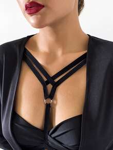 1 Miếng Quý cô Gợi cảm Đàn hồi Dải mỏng Hình học Không vòng thép Cơ thể Dây chuyền , Hoàn hảo Đối với bờ biển Bikini - màu đen - Xem 4