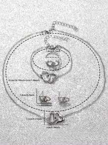 Bộ 6 chiếc/bộ đồng hồ thạch anh thời trang thanh lịch dành cho nữ & đồng hồ da giả và bộ trang sức hình trái tim, món quà hoàn hảo cho ngày lễ tình nhân và ngày lễ tình nhân - trắng - Xem 7