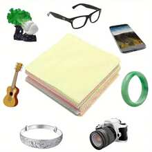 10/20/50/100pcs Chamois Glasses Cleaner, Jewelry Care Wipe Cloth, Microfiber Cleaning Cloth For Glasses, Cloth Lens Phone Screen Cleaning Wipes(Random Color)