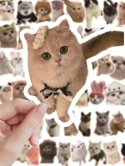 60 Sheets/Pack Realistic Cat Stickers, Waterproof Graffiti Stickers, Perfect For Decorating Diy Phone Cases, Notebooks, Luggage, Photo Albums, And More Back To School