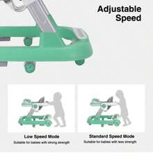 UBRAVOO Foldable Activity Walker, Toddler Baby Push Walker With Removable Feeding Tray And Music Tray(Without Battery), 2 In 1 Baby Walker For 6-18 Months Boys And Girls - 綠色 - 查看 5