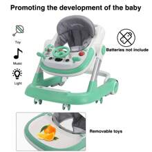 UBRAVOO Foldable Activity Walker, Toddler Baby Push Walker With Removable Feeding Tray And Music Tray(Without Battery), 2 In 1 Baby Walker For 6-18 Months Boys And Girls - 綠色 - 查看 3