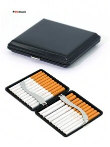 1pc Men's Fashionable Stainless Steel Solid Color Cigarette Case For Daily Use. Suitable For Both Men And Women. - Black - View 12