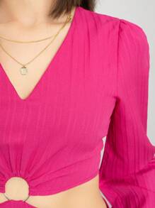 Beautiful Summer Fashion Palazzo With Solid Color, Side Cuts And Texture - 玫紅色 - 查看 6