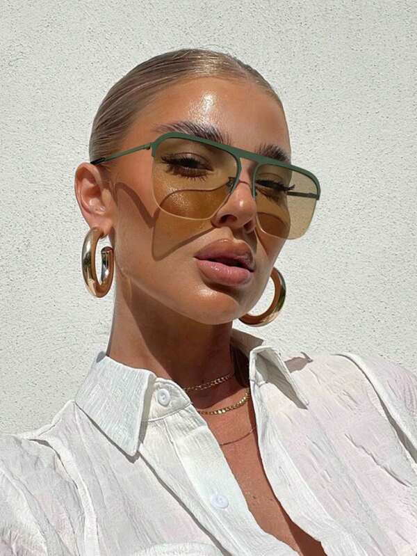 1/2 PCS Women's Metal Frame Aviator Shape Fashion Eyewear For Everyday Outing And Dressing Beach Accessories For Women Glasses Shades Basics Fall Winter Women Outfits Clothes Business Casual Gifts For Summer Beach Vacation,Outdoor,Travel Vintage Style Oversized Aviator Frame For Going Out Outfit,Back To School
