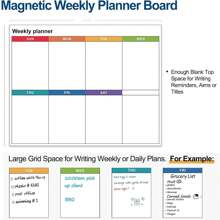 2pcs/Set,Dry Erase Magnetic Calendar For Refrigerator, Monthly & Weekly Planner Whiteboard - Magnet Family Planning Schedule Boards For Fridge - Multicolor - View 6