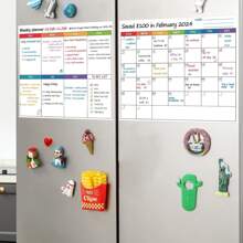 2pcs/Set,Dry Erase Magnetic Calendar For Refrigerator, Monthly & Weekly Planner Whiteboard - Magnet Family Planning Schedule Boards For Fridge - Multicolor - View 2