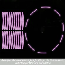 20 pièces Autocollants réfléchissants pour roues de voiture, bandes décoratives lumineuses violettes pour roues, décalcomanies durables pour roues pour la nuit