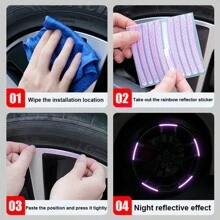20 pièces Autocollants réfléchissants pour roues de voiture, bandes décoratives lumineuses violettes pour roues, décalcomanies durables pour roues pour la nuit