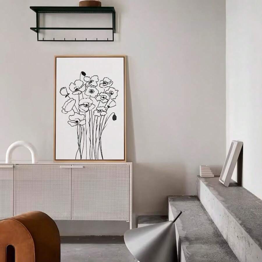 1 Miếng Vẽ đường thẳng Hoa Nghệ thuật In , Trừu tượng Hoa & In thực vật , Hiện đại Treo tranh , Tối giản Nhà  & Văn phòng & Phòng khách Trang trí , Không có khung - Nhiều màu - Xem 1