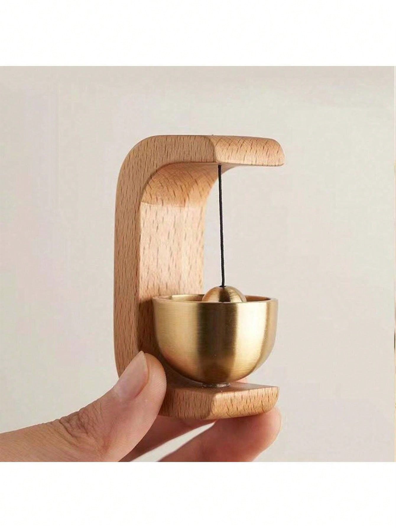 1pc Home Hanging Doorbell Reminder Bell With Yellow Brass Wind Chime, Suitable For Entrance Door