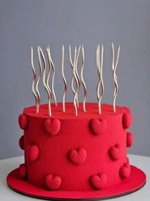 6pcs Gold-Plated Long Curved Candles For Birthday Cake Decoration