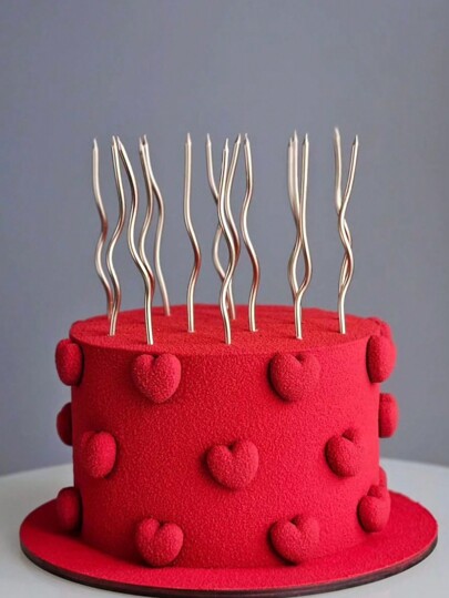 6 piezas de velas largas curvas enchapadas en oro para decoración de pastel de cumpleaños