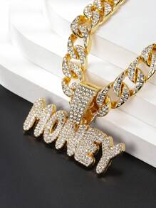 1 Stück Street-Style Rock Buchstaben Anhänger Halskette mit funkelndem Strass, geeignet für verschiedene Anlässe