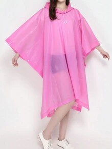 1件粉色加厚防水EVA徒步雨衣，男女通用多功能雨衣，透明背包雨罩，防水露營徒步雨衣 - 粉色 - 查看 3