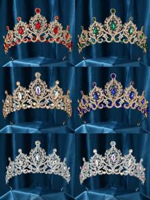女士皇冠，巴洛克水晶水钻头饰配饰，适合公主女孩女王新娘生日婚礼舞会服装派对皇室 - 彩色 - 查看 13