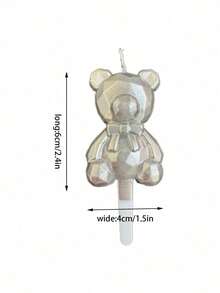 可愛的3d小熊形狀蛋糕裝飾蠟燭 - 銀色 - 查看 2