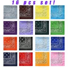 Set de [16 PIEZAS] Pañuelo cuadrado de estilo bohemio de poliéster con estampado de cachemira, un gran valor de multicolor para accesorios de hip-hop, rock, al aire libre, máscara, pañuelo, ciclismo, montañismo, protección contra el viento y el sol, diadema, banda para la cabeza, ideal para vestir tu apariencia en Navidad