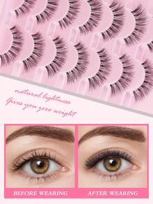 SANISHI 7 Pairs Natural And Fluffy Synthetic False Eyelashes With Clear Band, Reusable, Looks Like Soft Grafted Eyelashes For Easy And Repeated Application - Natural Lashes - View 3