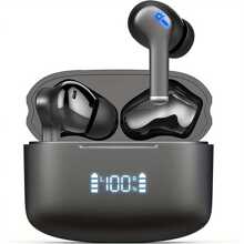 M48 無線耳塞,enc降噪運動耳機,立體聲入耳式耳機,帶 Led 顯示充電盒的觸控耳機 - 黑色 - 查看 8