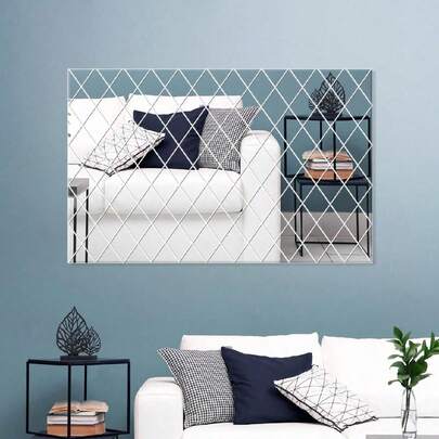 Papel tapiz de espejo con mosaico de rombos, película de espejo flexible autoadhesiva para decoración de pared, disponible en tamaños de 50x100cm, 100x100cm, 50x50cm, pegatinas, vinilos decorativos para decoración del hogar, artículos de decoración de primavera para renovar su hogar, pegatinas de decoración Rama, regalos de cumpleaños y graduación, decoración de pared con espejo, espejo para habitación, decoración de baño, decoración de sala de estar