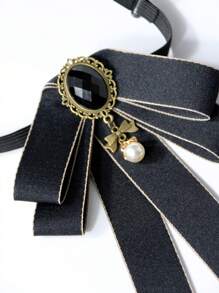 1 buah Dasi Kupu-kupu Warna Polos untuk Kerah Kemeja, Motif Bunga, Buatan Tangan, Aksesori Pakaian Serbaguna, Cocok untuk Kembali ke Sekolah, Pesta - Hitam - View 5