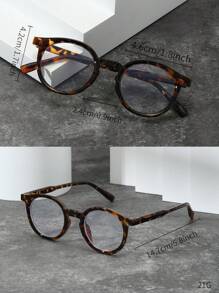 1pc Round Shape New Style Leopard Print Glasses Clear Glasses Accessories