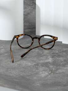 1pc Round Shape New Style Leopard Print Glasses Clear Glasses Accessories