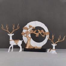 Set Of 2 Blue Modern Christmas Reindeer Statues For Living Room Table Decor - 白色 - 查看 3