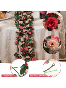 1pc 7.5ft Garlands & Vine Suitable For Room Hanging, Artificial Rose Vine For Wedding Anniversary Birthday Wall Arch Decoration, Spring Pink Flowers, Valentine Day, Gift,Fake Plants