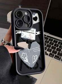 1pc Fashionable Thickened Anti-Drop Heart Patterned Phone Case, Compatible With IPhone & Compatible With Samsung Series Waterproof Shockproof Scratch Resistant