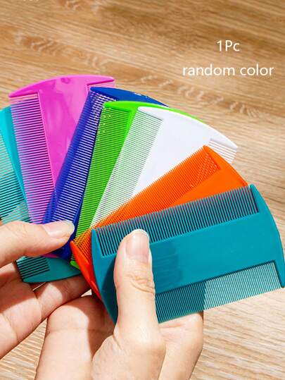 1pc Double-Sided Dense Comb For Pet, Plastic Lice Removal Comb For Cats & Dogs, Random Color