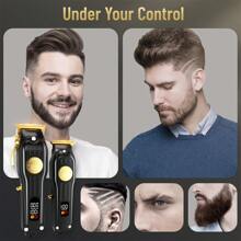 SH-2576T Black Gold Hair Clippers Professional Cordless For Men,Fade Hair Clippers,Barber Clippers For Hair Cutting Kit, Wireless LCD Display Hair Trimmers Set, Rechargeable Haircut Machine For Family