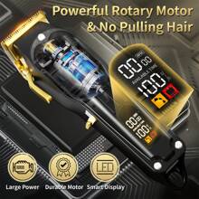 SH-2576T Black Gold Hair Clippers Professional Cordless For Men,Fade Hair Clippers,Barber Clippers For Hair Cutting Kit, Wireless LCD Display Hair Trimmers Set, Rechargeable Haircut Machine For Family