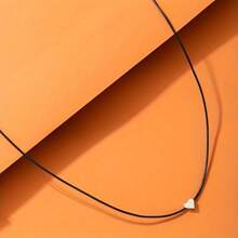 Simple Heart Design Collar Choker Necklace With Leather Rope For Women