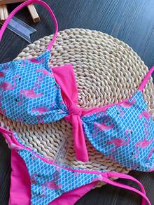 Conjunto de bikini con estampado a cuadros de flamenco para el verano - Rojo - Ver 4